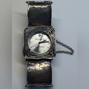 Silpada Sterling Silver Wide Cuff Bracelet Watch Needs Battery